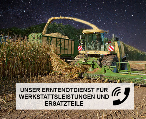 feldhaecksler ernte notdienst krone feld mit telefonhörer abgebildet